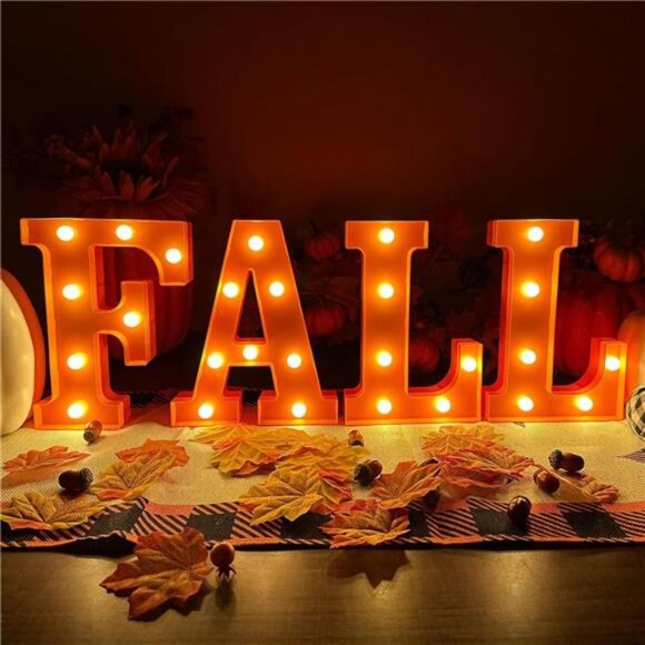 4‎ LED Marquee Light Up Letters "FALL" for Home Thanksgiving Autumn Fireplace - Picture 1 of 6